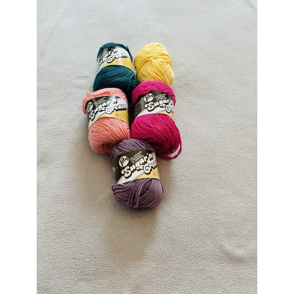 NEW Lot of 5 Lily Sugar n Cream Cotton Yarn Mixed Lot PRETTY Colors  **SEE NOTE
